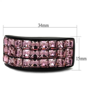 TK2359 - IP Black(Ion Plating) Stainless Steel Ring with Top Grade Crystal  in Light Rose
