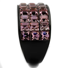 Load image into Gallery viewer, TK2359 - IP Black(Ion Plating) Stainless Steel Ring with Top Grade Crystal  in Light Rose