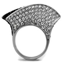 Load image into Gallery viewer, TK2361 - Two-Tone IP Black (Ion Plating) Stainless Steel Ring with Top Grade Crystal  in Jet
