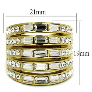 TK2362 - IP Gold(Ion Plating) Stainless Steel Ring with Top Grade Crystal  in Clear