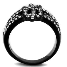 Load image into Gallery viewer, TK2363 - IP Black(Ion Plating) Stainless Steel Ring with Top Grade Crystal  in Clear