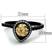 Load image into Gallery viewer, TK2365 - IP Black(Ion Plating) Stainless Steel Ring with AAA Grade CZ  in Champagne