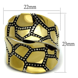 TK2368 - Two-Tone IP Gold (Ion Plating) Stainless Steel Ring with Epoxy  in Jet
