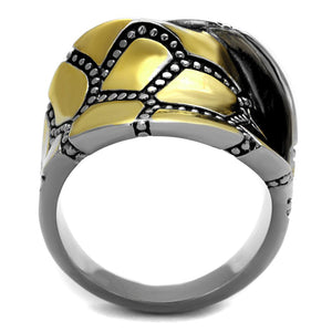 TK2368 - Two-Tone IP Gold (Ion Plating) Stainless Steel Ring with Epoxy  in Jet