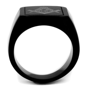TK2371 - IP Black(Ion Plating) Stainless Steel Ring with No Stone