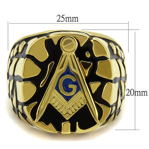 TK2372 - IP Gold(Ion Plating) Stainless Steel Ring with Epoxy  in Capri Blue