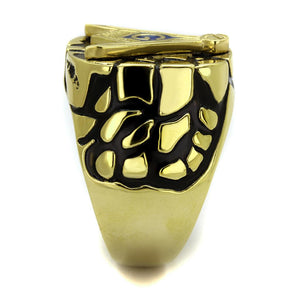 TK2372 - IP Gold(Ion Plating) Stainless Steel Ring with Epoxy  in Capri Blue