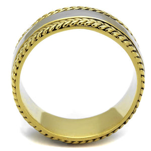 TK2375 - Two-Tone IP Gold (Ion Plating) Stainless Steel Ring with Epoxy  in Jet