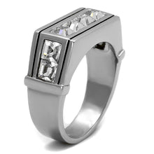 Load image into Gallery viewer, TK2376 - High polished (no plating) Stainless Steel Ring with Top Grade Crystal  in Clear