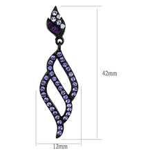 Load image into Gallery viewer, TK2379 - IP Black(Ion Plating) Stainless Steel Earrings with Top Grade Crystal  in Tanzanite