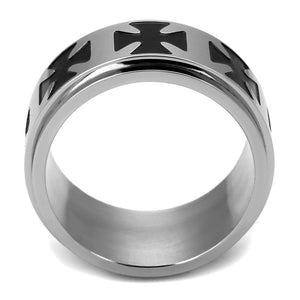 TK2391 - High polished (no plating) Stainless Steel Ring with Epoxy  in Jet