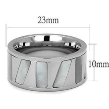 Load image into Gallery viewer, TK2401 - High polished (no plating) Stainless Steel Ring with Precious Stone Conch in White