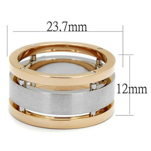 TK2402 - Two-Tone IP Rose Gold Stainless Steel Ring with No Stone