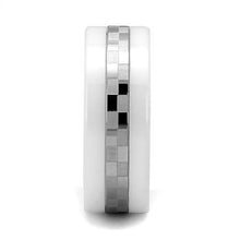 Load image into Gallery viewer, TK2403 - High polished (no plating) Stainless Steel Ring with Ceramic  in White