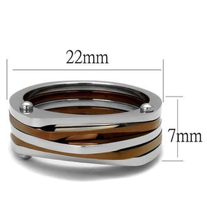 TK2404 - Two Tone IP Light Brown (IP Light coffee) Stainless Steel Ring with No Stone