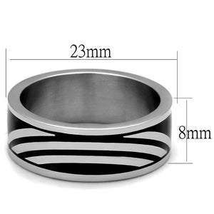 TK2411 - High polished (no plating) Stainless Steel Ring with Epoxy  in Jet