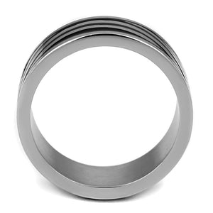 TK2411 - High polished (no plating) Stainless Steel Ring with Epoxy  in Jet