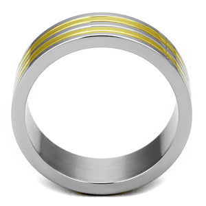 TK2413 - Two-Tone IP Gold (Ion Plating) Stainless Steel Ring with No Stone