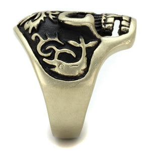 TK2454 - IP Antique Copper Stainless Steel Ring with Epoxy  in Jet