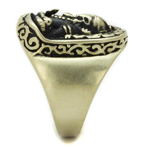TK2457 - IP Antique Copper Stainless Steel Ring with Epoxy  in Jet