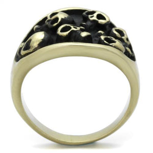 TK2473 - IP Antique Copper Stainless Steel Ring with Epoxy  in Jet
