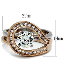 Load image into Gallery viewer, TK2479 - Two-Tone IP Rose Gold Stainless Steel Ring with AAA Grade CZ  in Clear