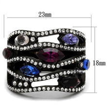 Load image into Gallery viewer, TK2480 - IP Black(Ion Plating) Stainless Steel Ring with Top Grade Crystal  in Multi Color