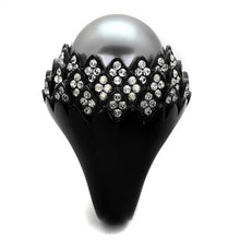 Load image into Gallery viewer, TK2483 - IP Black(Ion Plating) Stainless Steel Ring with Synthetic Pearl in Gray