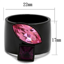 Load image into Gallery viewer, TK2484 - IP Black(Ion Plating) Stainless Steel Ring with Top Grade Crystal  in Rose