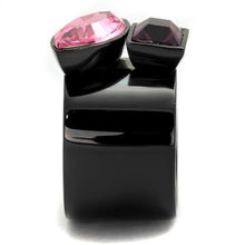 Load image into Gallery viewer, TK2484 - IP Black(Ion Plating) Stainless Steel Ring with Top Grade Crystal  in Rose