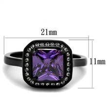 Load image into Gallery viewer, TK2487 - IP Black(Ion Plating) Stainless Steel Ring with AAA Grade CZ  in Amethyst