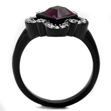 Load image into Gallery viewer, TK2489 - Two-Tone IP Black Stainless Steel Ring with Top Grade Crystal  in Fuchsia