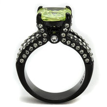 Load image into Gallery viewer, TK2491 - IP Black(Ion Plating) Stainless Steel Ring with AAA Grade CZ  in Apple Green color