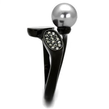 Load image into Gallery viewer, TK2493 - IP Black(Ion Plating) Stainless Steel Ring with Synthetic Pearl in Gray