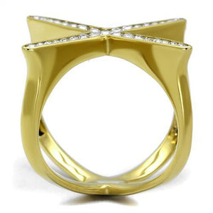 TK2497 - IP Gold(Ion Plating) Stainless Steel Ring with Top Grade Crystal  in Clear