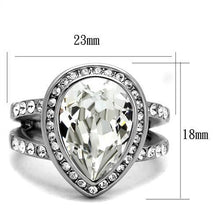 Load image into Gallery viewer, TK2504 - High polished (no plating) Stainless Steel Ring with Top Grade Crystal  in Clear