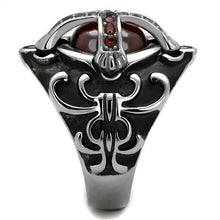 Load image into Gallery viewer, TK2507 - High polished (no plating) Stainless Steel Ring with AAA Grade CZ  in Garnet