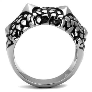 TK2513 - High polished (no plating) Stainless Steel Ring with Epoxy  in Jet