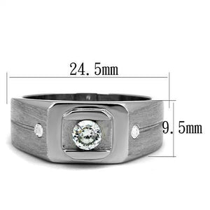 TK2518 - High polished (no plating) Stainless Steel Ring with AAA Grade CZ  in Clear