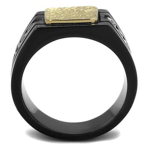 TK2519 - Two-Tone IP Gold (Ion Plating) Stainless Steel Ring with AAA Grade CZ  in Clear