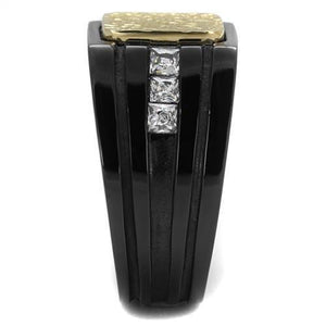 TK2519 - Two-Tone IP Gold (Ion Plating) Stainless Steel Ring with AAA Grade CZ  in Clear