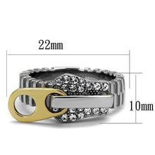 Load image into Gallery viewer, TK2520 - Two-Tone IP Gold (Ion Plating) Stainless Steel Ring with Top Grade Crystal  in Clear