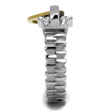 Load image into Gallery viewer, TK2520 - Two-Tone IP Gold (Ion Plating) Stainless Steel Ring with Top Grade Crystal  in Clear