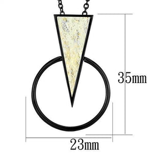 TK2524 - IP Black(Ion Plating) Stainless Steel Chain Pendant with Leather  in White