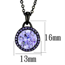 Load image into Gallery viewer, TK2525 - IP Black(Ion Plating) Stainless Steel Chain Pendant with AAA Grade CZ  in Light Amethyst