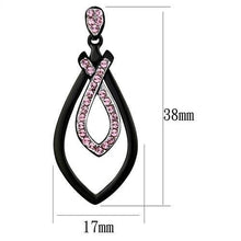Load image into Gallery viewer, TK2532 - Two-Tone IP Black (Ion Plating) Stainless Steel Earrings with Top Grade Crystal  in Light Rose