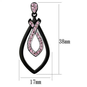 TK2532 - Two-Tone IP Black (Ion Plating) Stainless Steel Earrings with Top Grade Crystal  in Light Rose