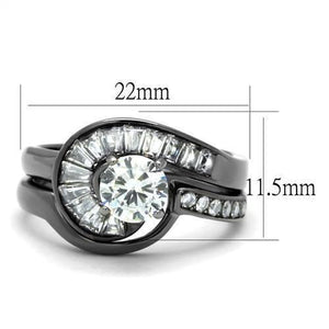 TK2546 - IP Light Black  (IP Gun) Stainless Steel Ring with AAA Grade CZ  in Clear
