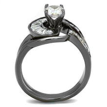 Load image into Gallery viewer, TK2546 - IP Light Black  (IP Gun) Stainless Steel Ring with AAA Grade CZ  in Clear