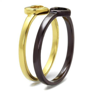 TK2548 - IP Gold & IP Dark Brown (IP coffee) Stainless Steel Ring with No Stone